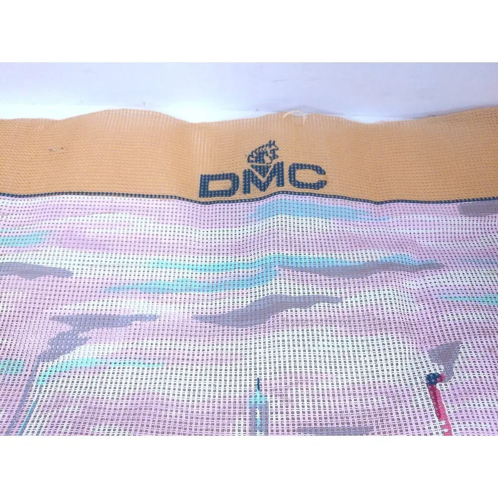 Vintage DMC Needlepoint Northern River Scene LS Lowry WITH Yarn